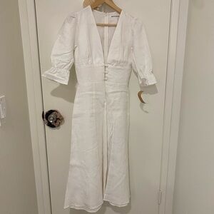 Reformation Maribel Linen Dress (white)